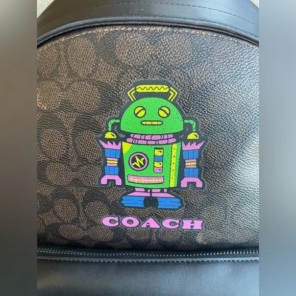 NWT！COSMIC COACH WEST BACKPACK IN SIGNATURE CANVAS WITH ROBOT PRINT（COACH CW326） - Picture 5 of 14